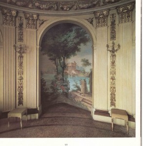 Castello Montiglio - Paesaggio boschereccio con rovine ('700) -da A.C.I.- T.Nicolini, T.Forno -I castelli del Piemonte - LEA 1967