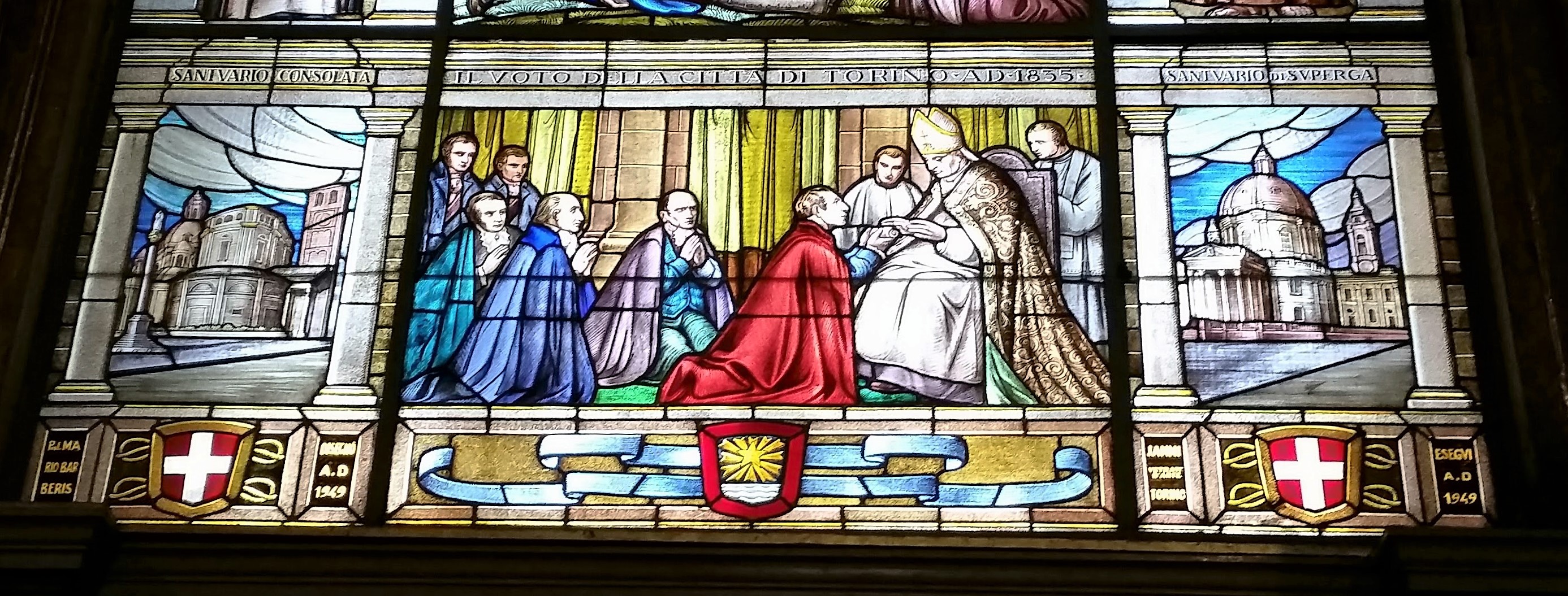 Il voto della Città di Torino per la liberazione dall'epidemia di colera del 1835 - vetrata istoriata nella chiesa di San Massimo a Torino